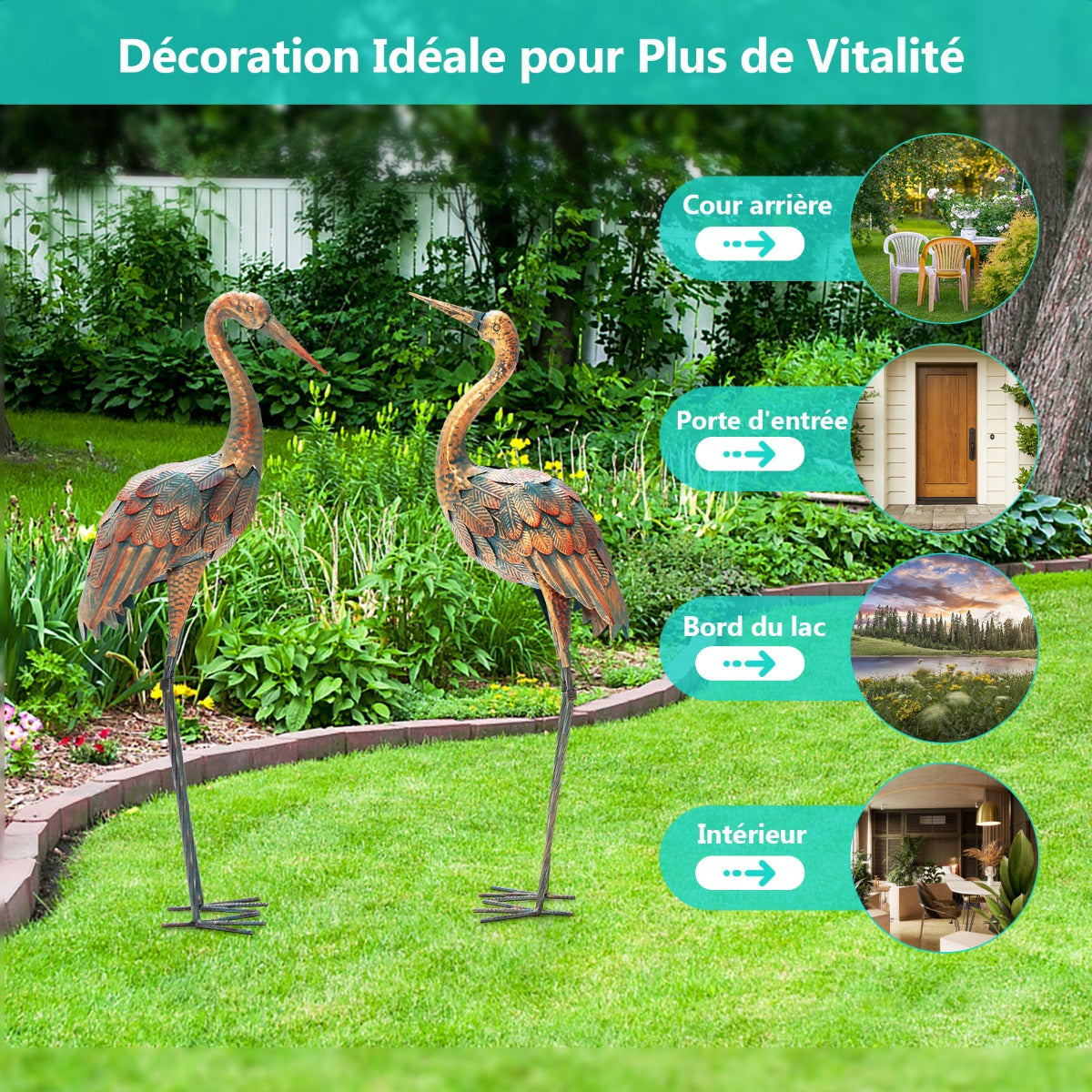 Set of 2 Metal Garden Ornaments for Backyard