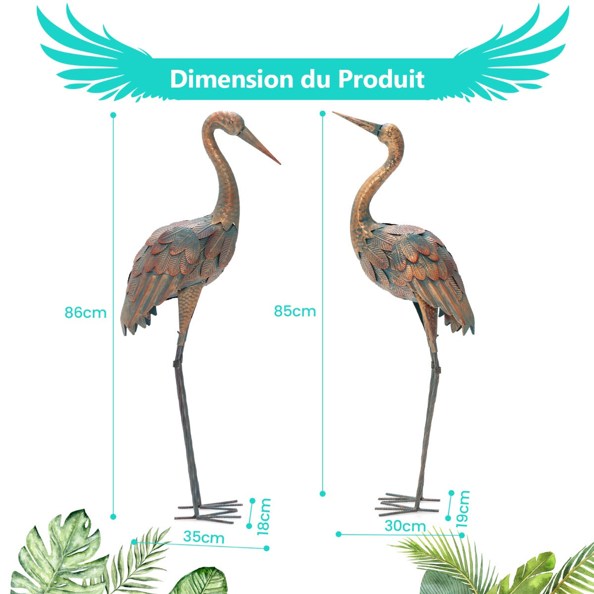 Set of 2 Metal Garden Ornaments for Backyard