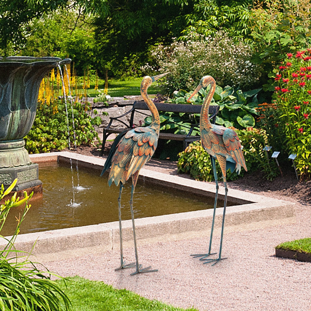 Set of 2 Metal Garden Ornaments for Backyard