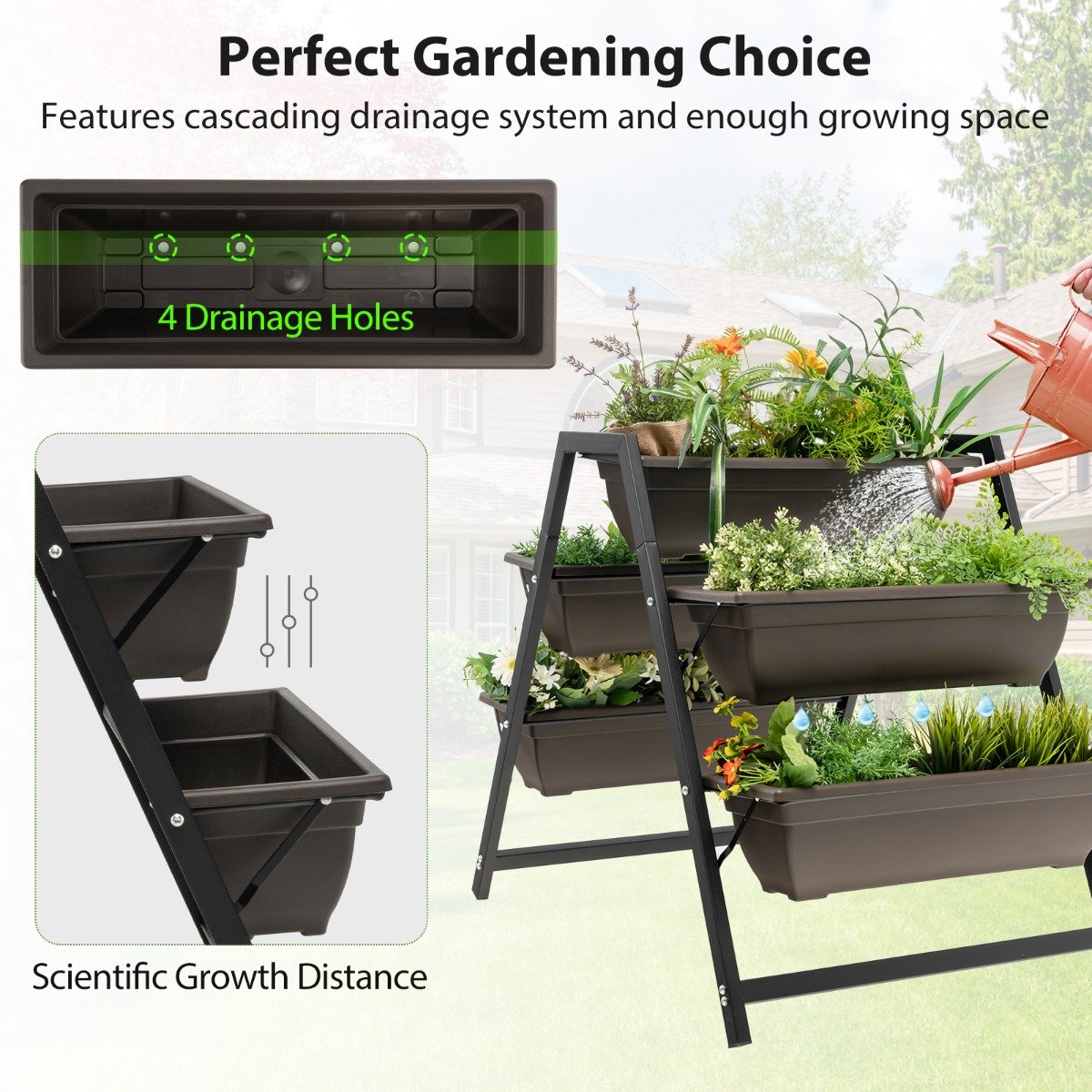 3-Tier Vertical Raised Garden Bed with 5 Plant Boxes