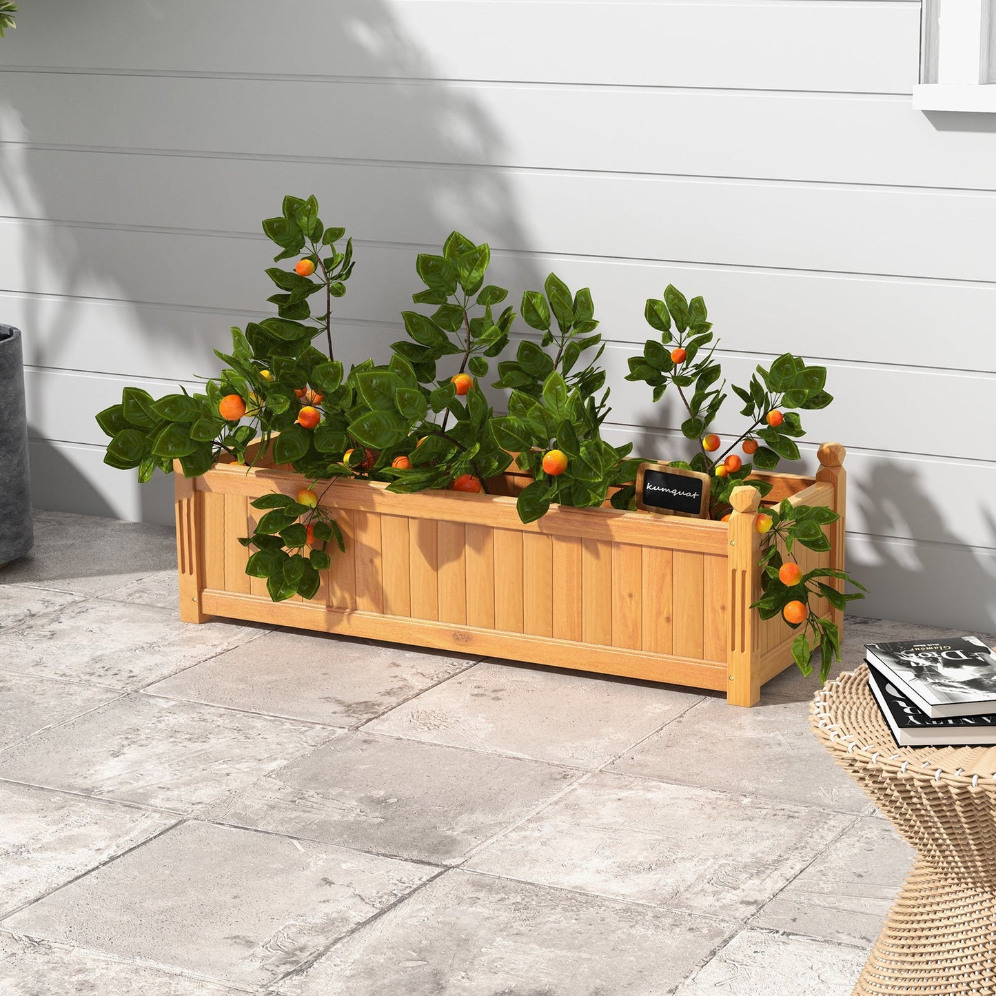 Wooden Raised Garden Bed with Drainage System for Garden