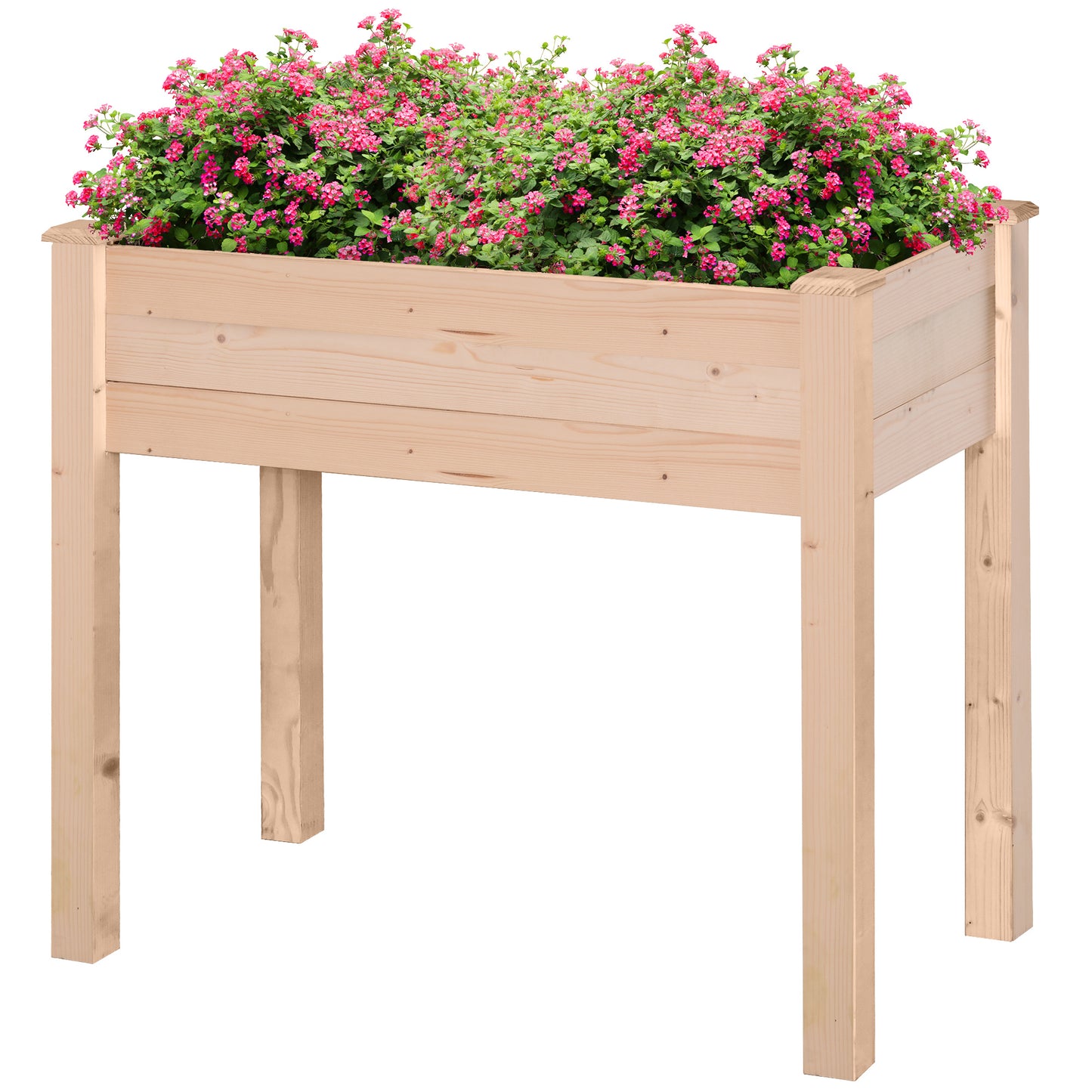 Outsunny Garden Wooden Planters, Rectangular Raised Bed,Flower Box, Fir Wood Indoor/Outdoor, Oak Tone, 86L x 46W x 76Hcm