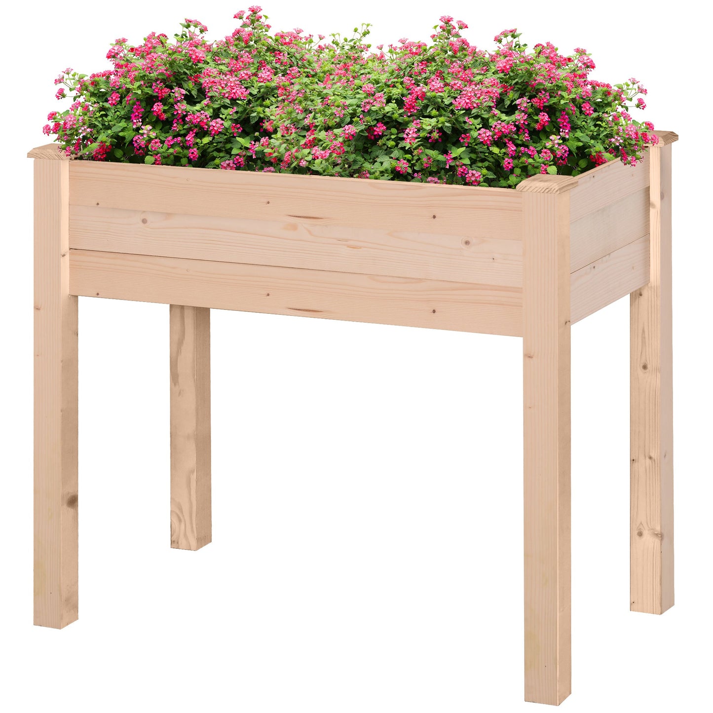 Outsunny Garden Wooden Planters_ Rectangular Raised Bed,Flower Box, Fir Wood Indoor/Outdoor, Oak Tone, 86L x 46W x 76Hcm