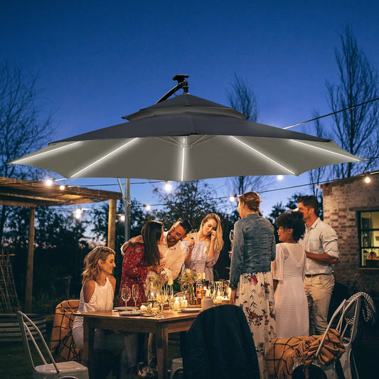 Outsunny 3(m) Cantilever Banana Parasol Hanging Umbrella in Black, image 2