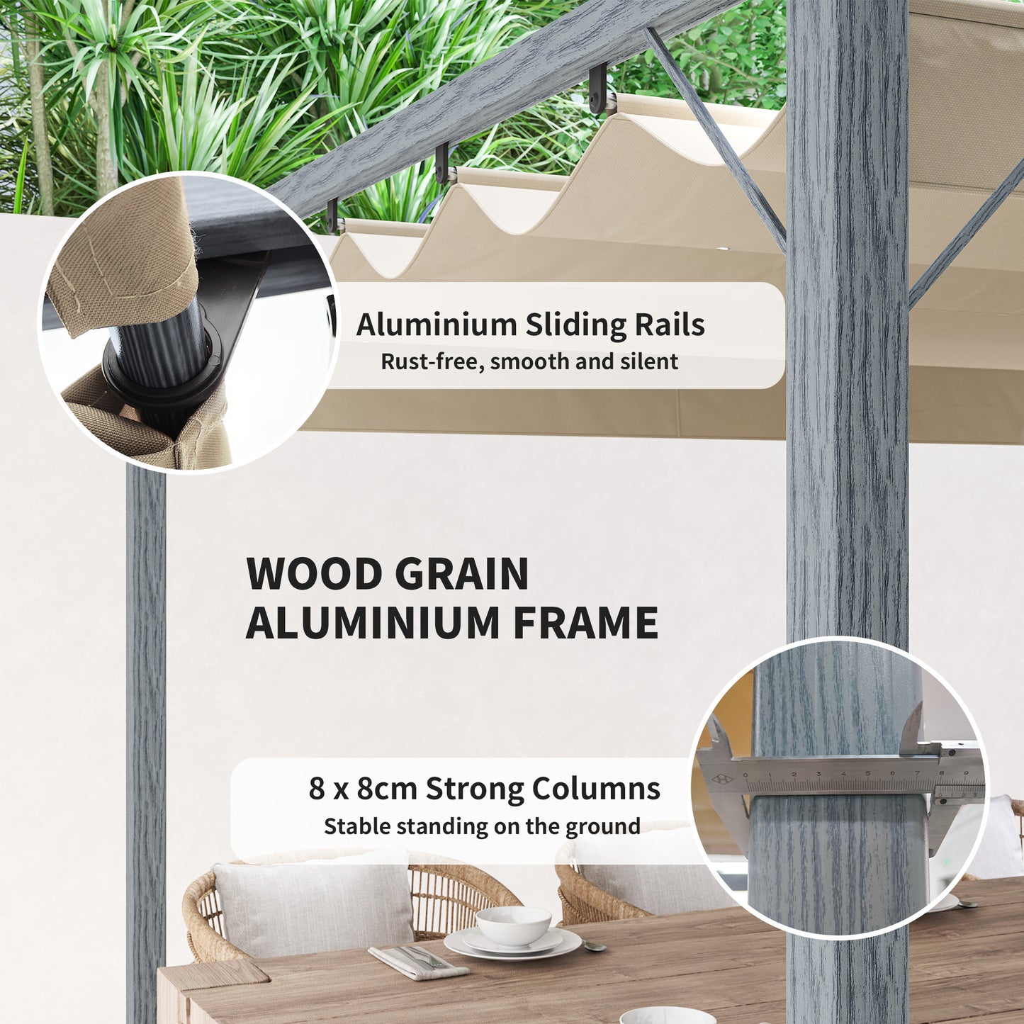 Outsunny 3 x 3 m Rozsuwana pergola dachowa - Szara