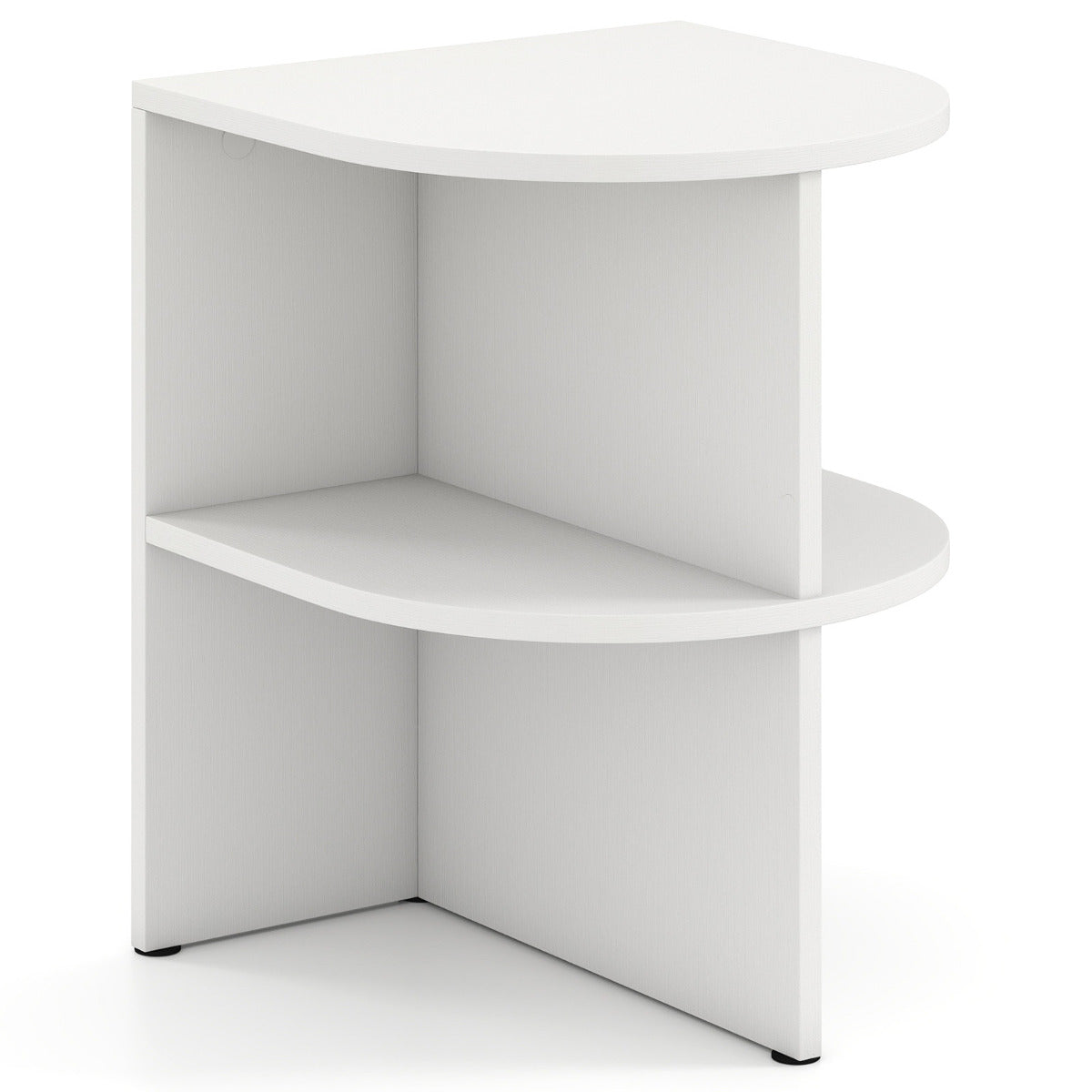 Half Round End Table 2-Tier Half Moon Side Table with Open Shelves-White