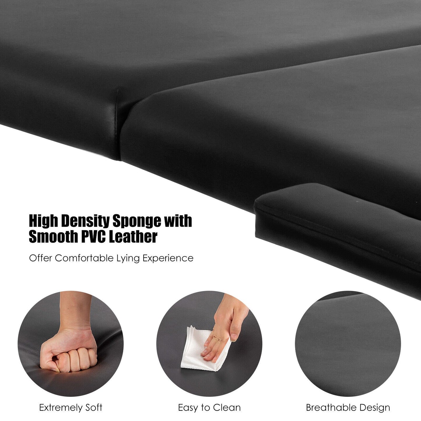 Portable Folding Massage Table with Headrest-Black