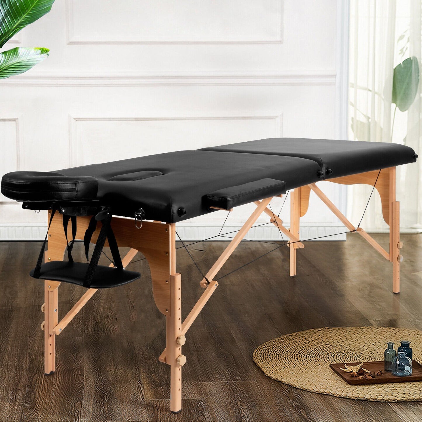 Portable Folding Massage Table with Headrest-Black