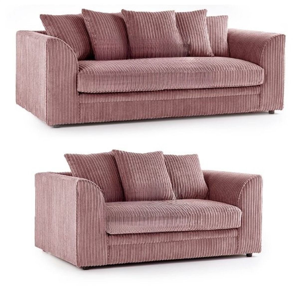 Kolorowa sofa 3-osobowa Oxford Jumbo Cord Scatter back Design - różowa i inne kolory