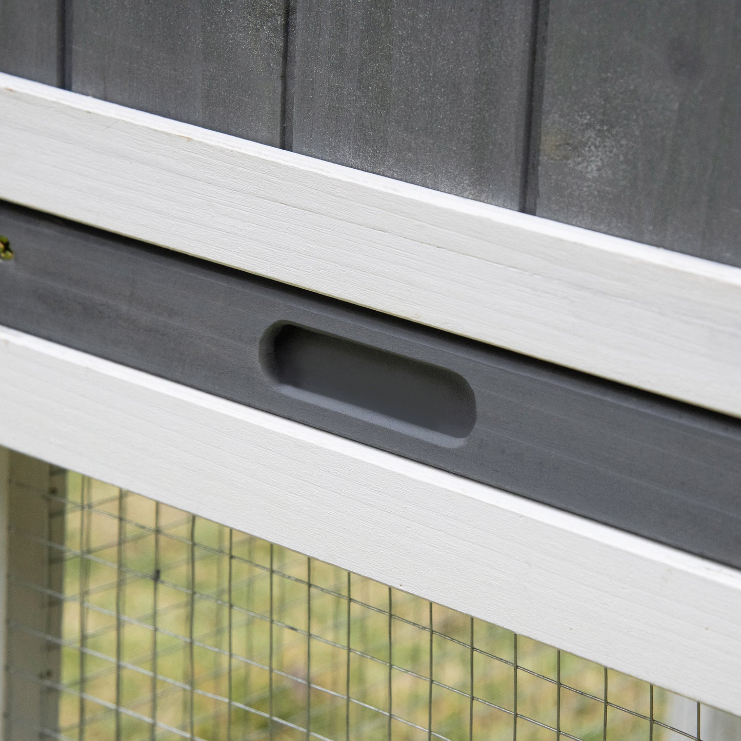 PawHut Rabbit Hutch Outdoor, 2-poziomowa klatka dla świnki morskiej, drewniany domek dla małych zwierząt z wybiegiem dla królików, wysuwana taca, rampa, 175,8 x 52 x 85,5 cm, biały