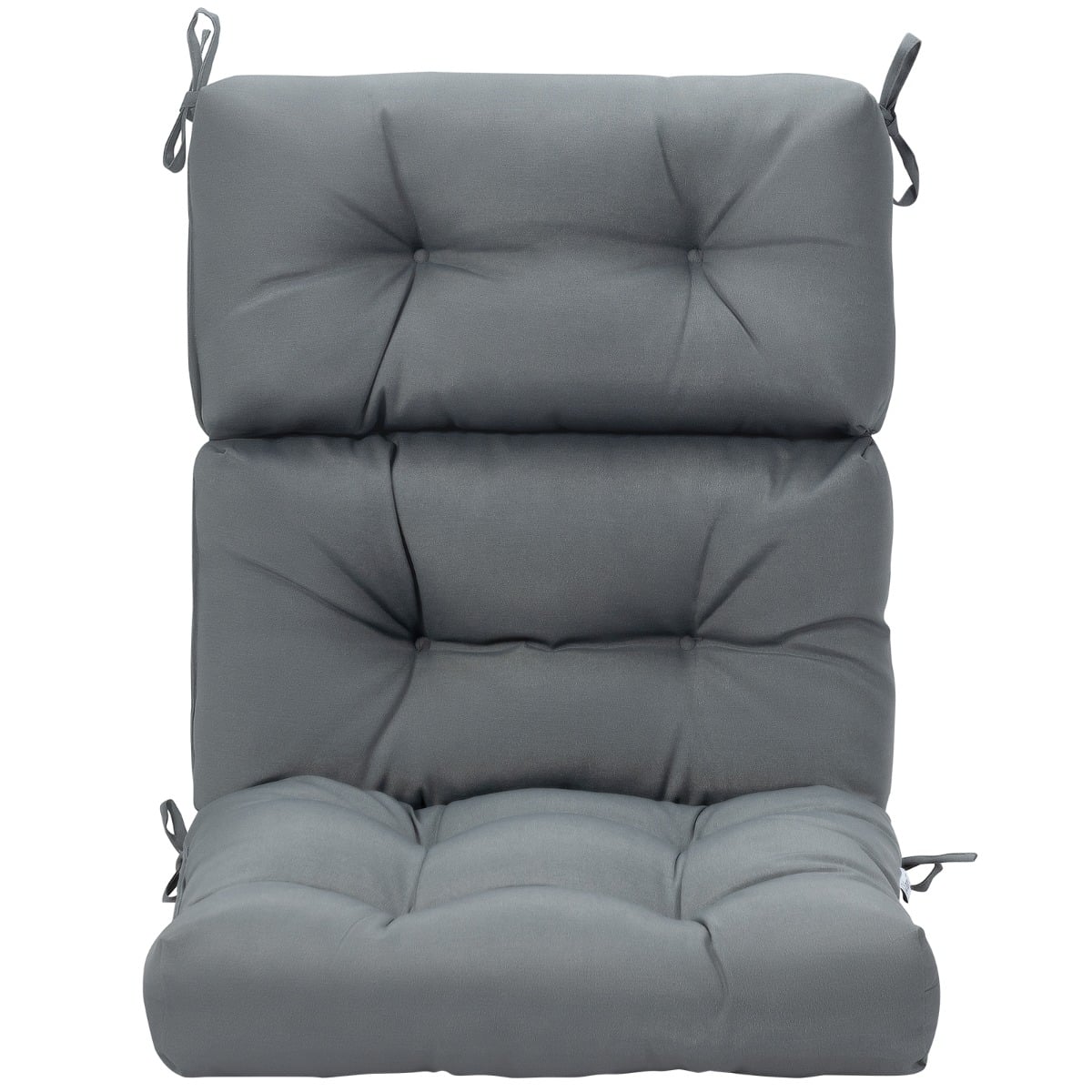 High Back Chair Cushion Patio Chair Seat Pads with Non-slip Rope Belts-Grey