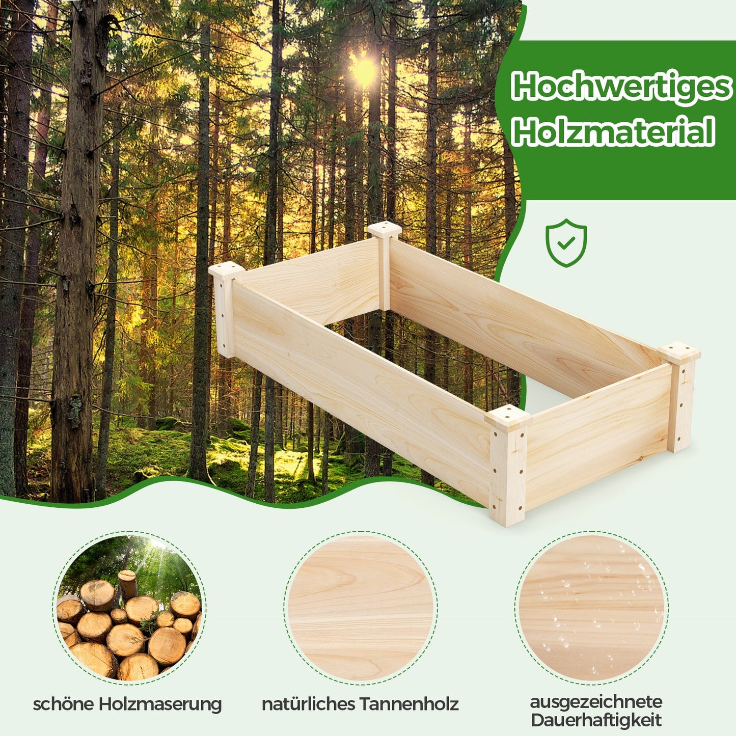 Raised Garden Bed Fir Wood Wooden Square Wood Planter Box for Garden