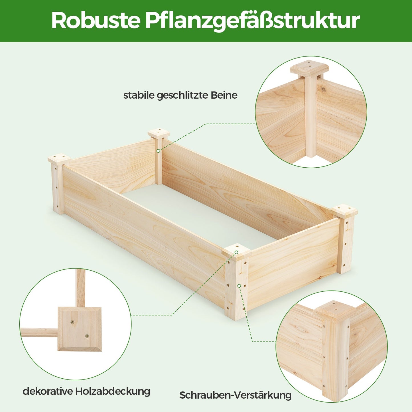 Raised Garden Bed Fir Wood Wooden Square Wood Planter Box for Garden