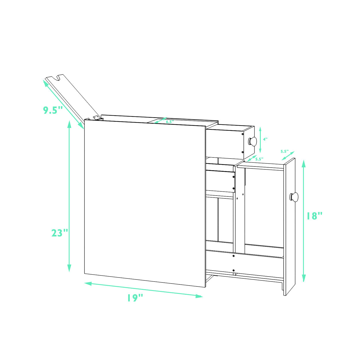 White wooden bathroom cabinet side cabinet niche cabinet white