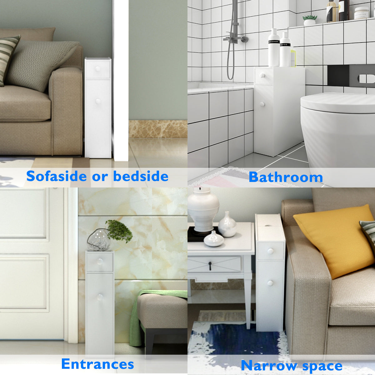 White wooden bathroom cabinet side cabinet niche cabinet white