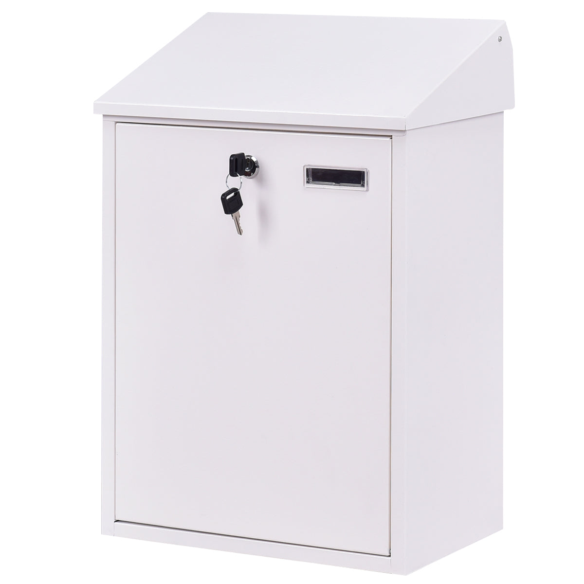 Steel Lockable Postbox Locking Home Letter Post Box Wall Mounted-White