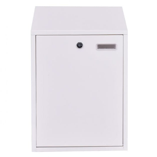 Steel Lockable Postbox Locking Home Letter Post Box Wall Mounted-White