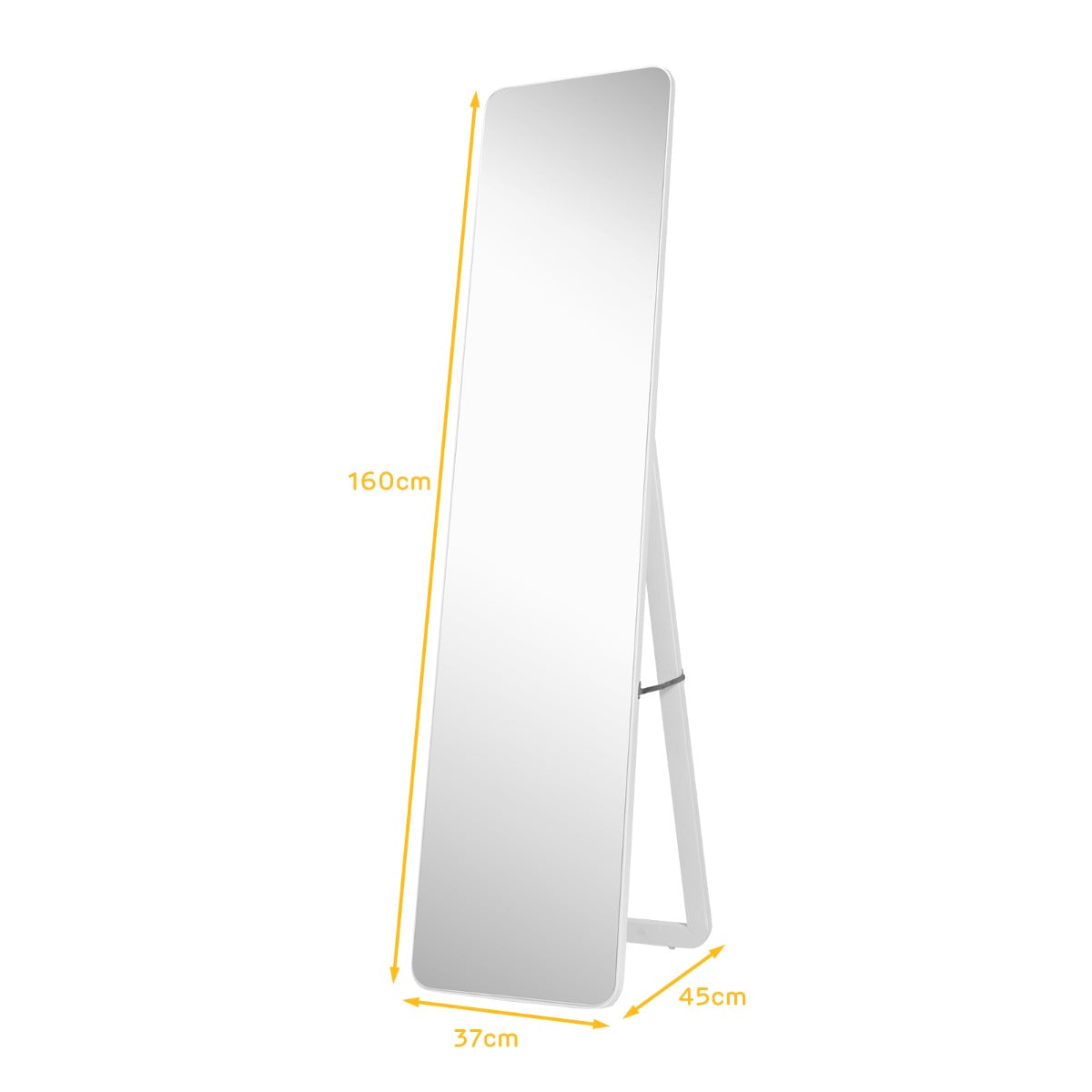 Floor Mirror with Stand and Solid Wood Frame for Living Room