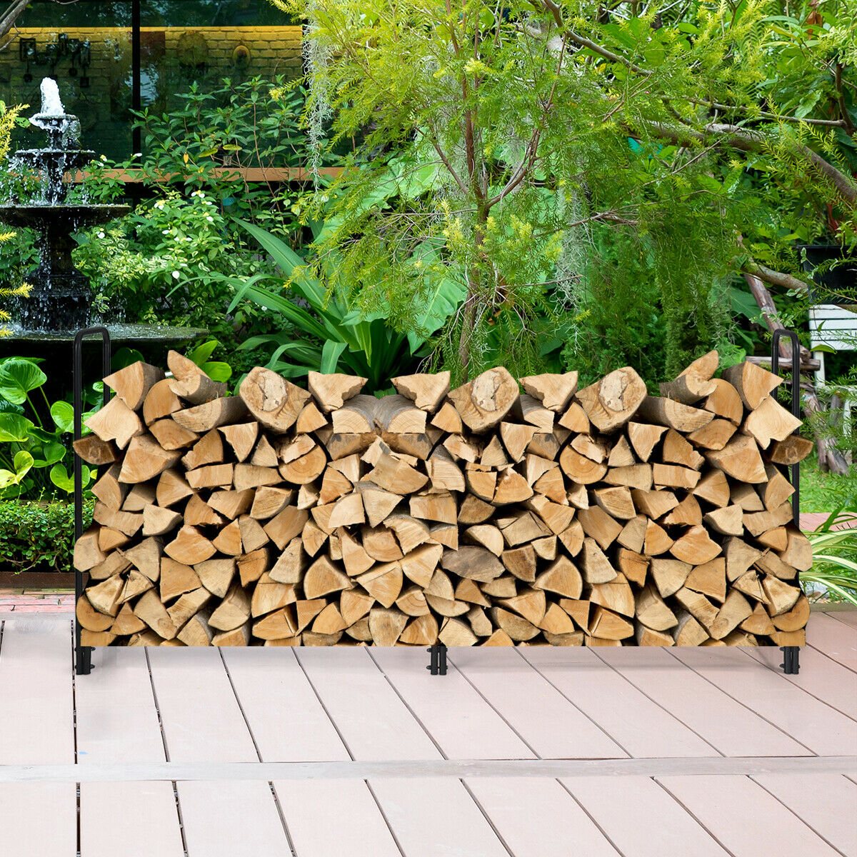 Outdoor Firewood Storage Rack with 500KG Weight Capacity