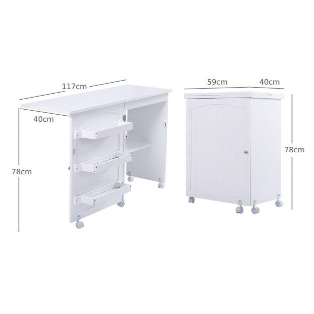2-In-1 Multifunctional Sewing Machine Cart Table with Lockable Casters