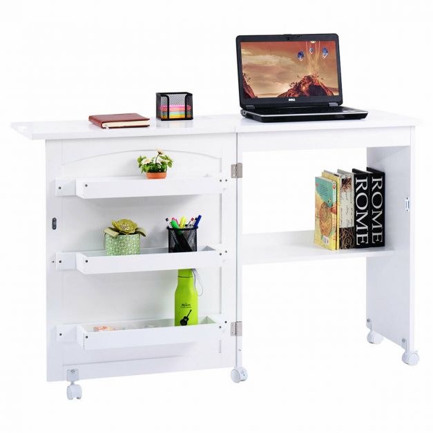 2-In-1 Multifunctional Sewing Machine Cart Table with Lockable Casters