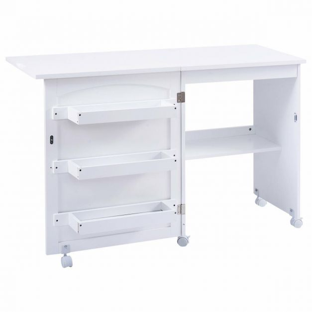 2-In-1 Multifunctional Sewing Machine Cart Table with Lockable Casters