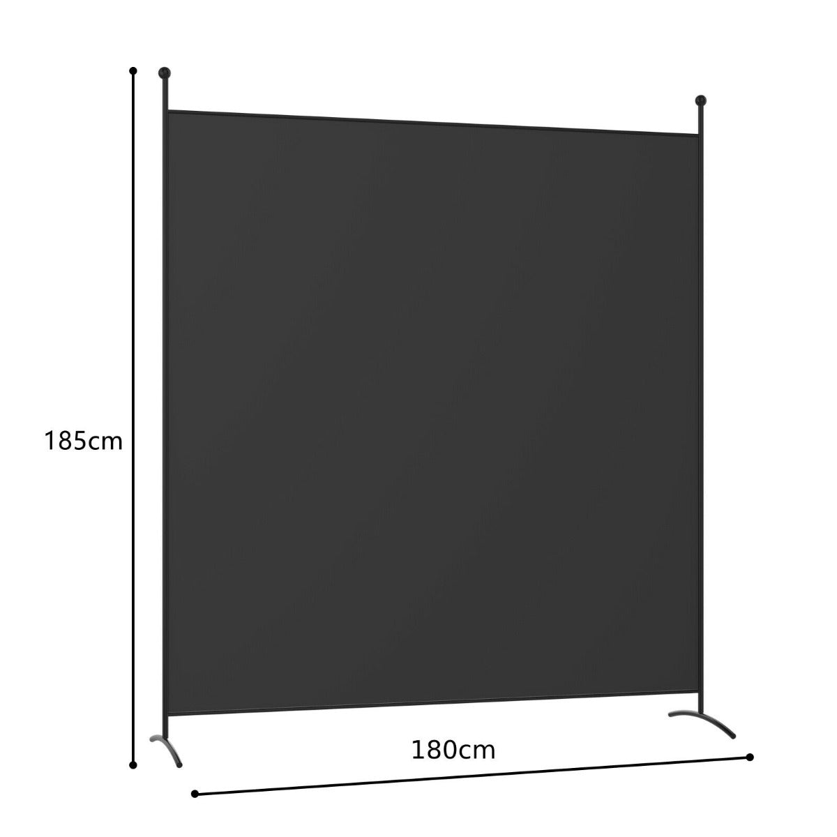 Single Panel Room Divider with Curved Support Feet-Black