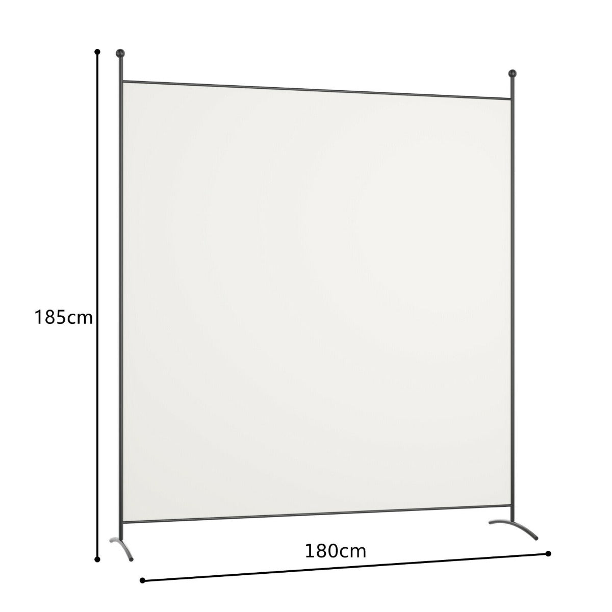 Single Panel Room Divider with Curved Support Feet-White
