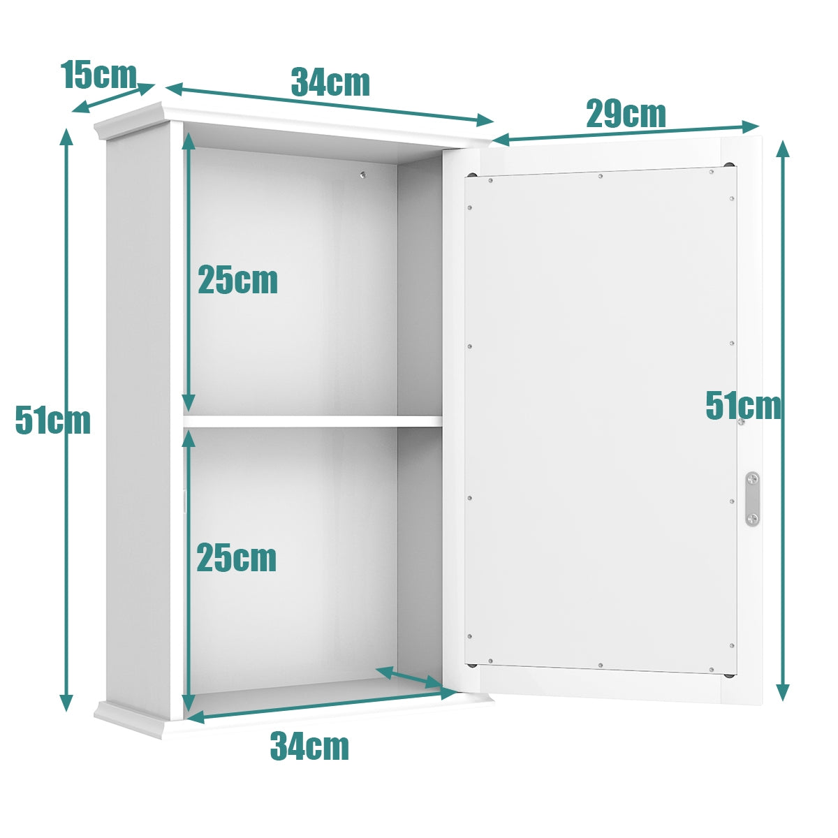 Bathroom Medicine Cabinet with Mirror and Adjustable Shelf-White