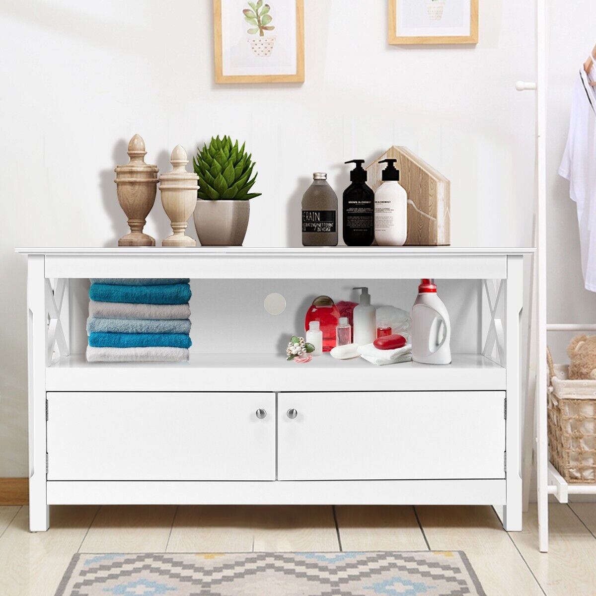 Wooden TV Stand for TVs up to 50 Inches-White