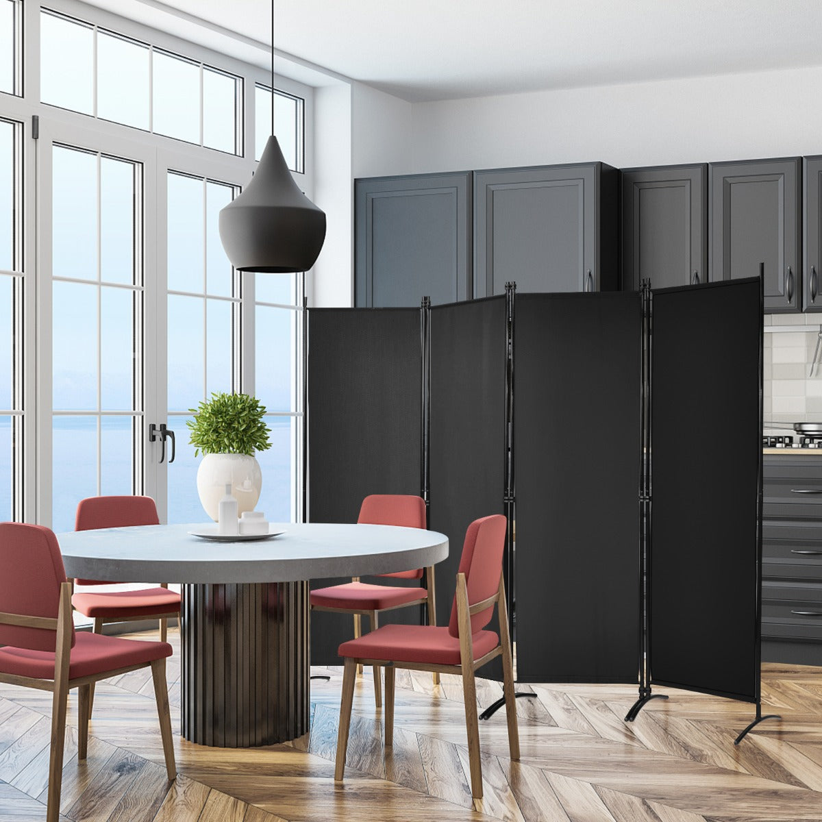 Portable Fiber Wall Divider for Home Office-Black