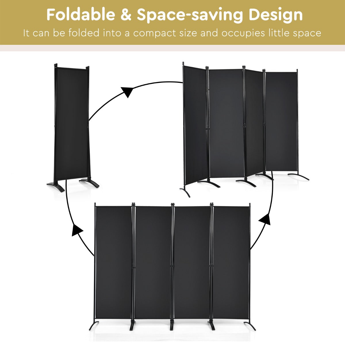Portable Fiber Wall Divider for Home Office-Black