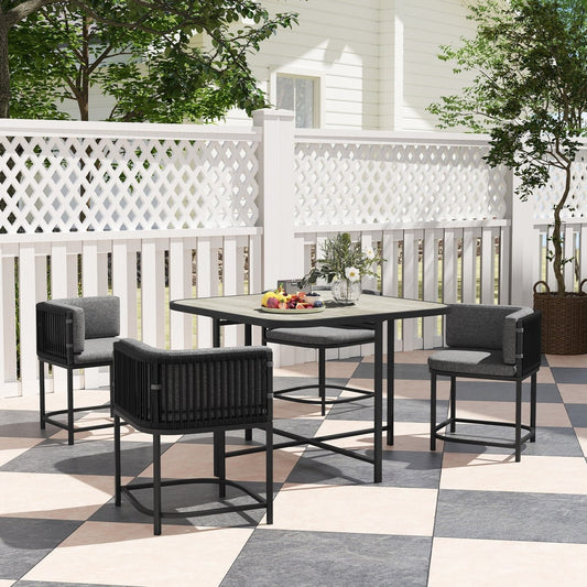 Outsunny 4-Seater Rattan Cube Garden Furniture Set with Cushions in Charcoal Grey, image 2