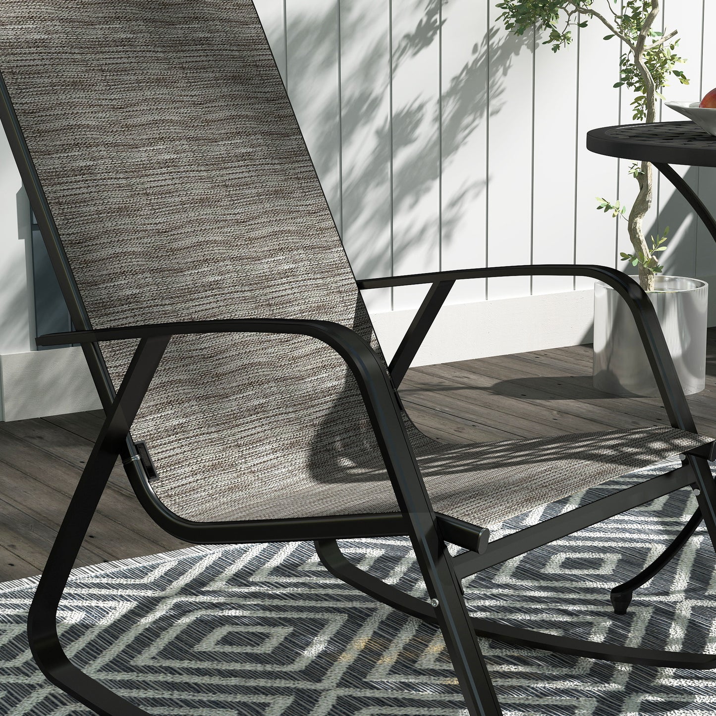 Outsunny Rocking Garden Chair - Jasnobrązowy