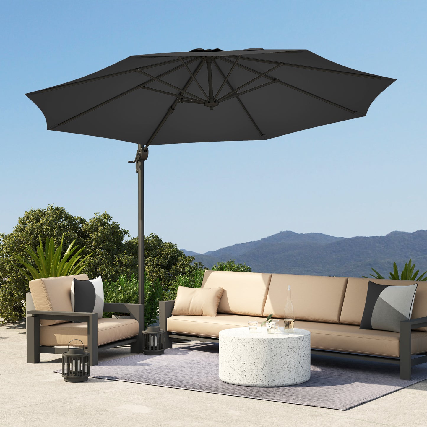 Outsunny 3 x 3m Parasol wysięgnikowy - czarny