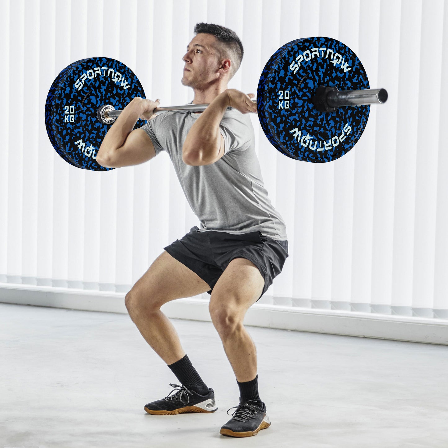 Zestaw talerzy olimpijskich SPORTNOW, solidne gumowe talerze bumperowe, dyski z otworami 2"/5cm, do podnoszenia ciężarów w domowej siłowni, trening siłowy, 2 x 20 kg