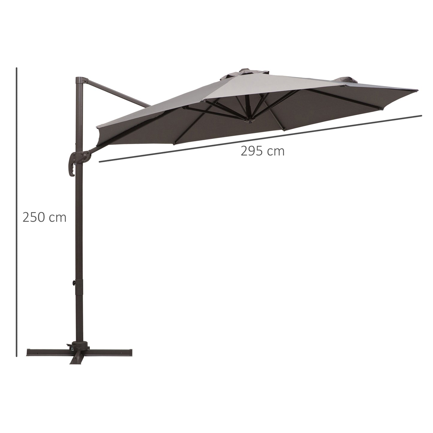 Outsunny 3m Cantilever Aluminium Frame Outdoor Garden Parasol Szary