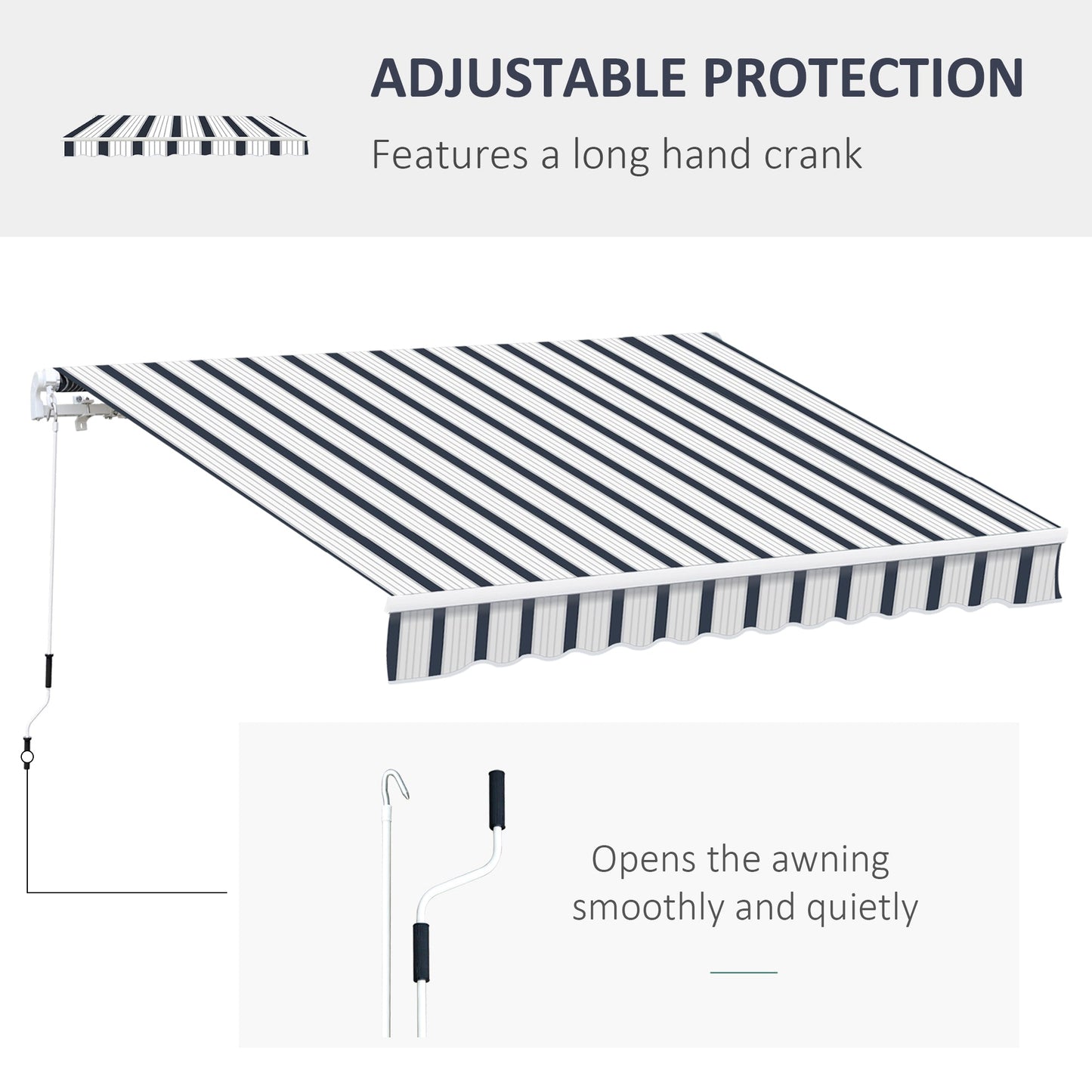 Outsunny Manual Retractable Awning, 4x3 m-Blue/White