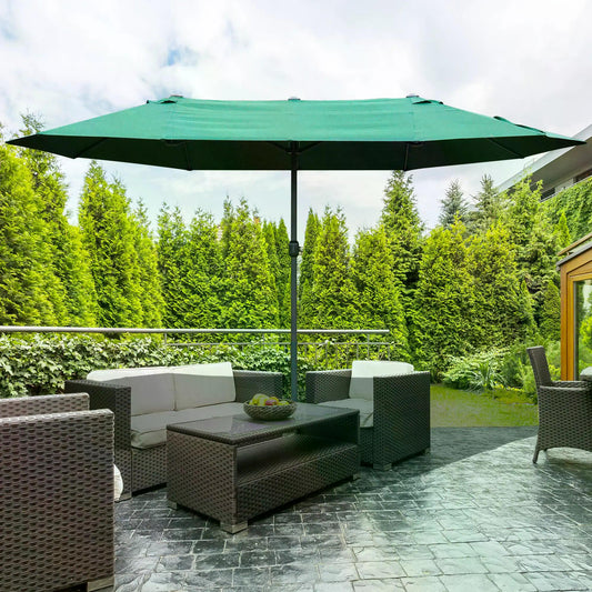 Outsunny 4.6M Sun Umbrella Canopy in Dark Green, image 2