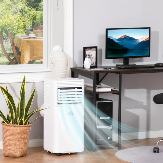 HOMCOM 7000 BTU Portable Air Conditioner for Cooling Dehumidifier Fan, Air Conditioning Unit for Room up to 26m², with Remote, 24H Timer, Window Mount Kit, R290, A Energy Efficiency, 785W