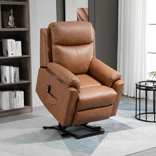 HOMCOM Faux Leather 70 Electric Riser Recliner Chair - Brown