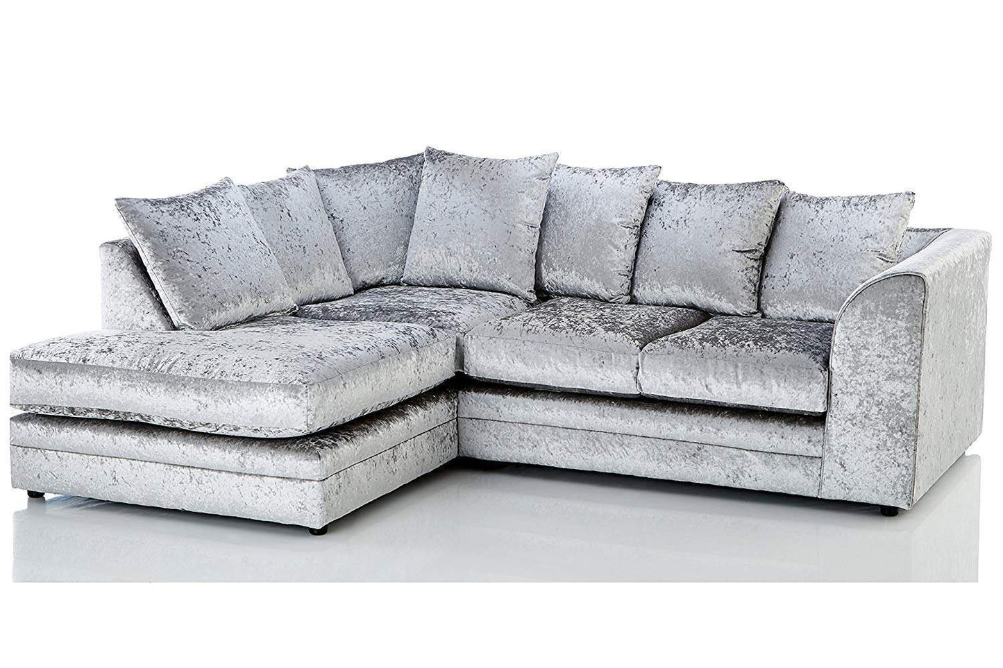 Arabia Crushed Velvet Corner Sofa - Silver, Black, Mink