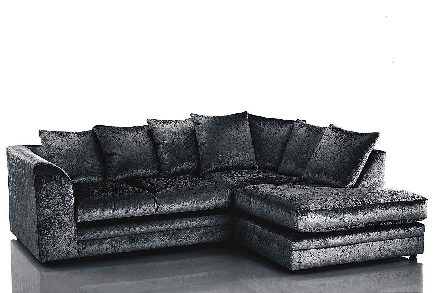 Arabia Crushed Velvet Corner Sofa - Silver, Black, Mink