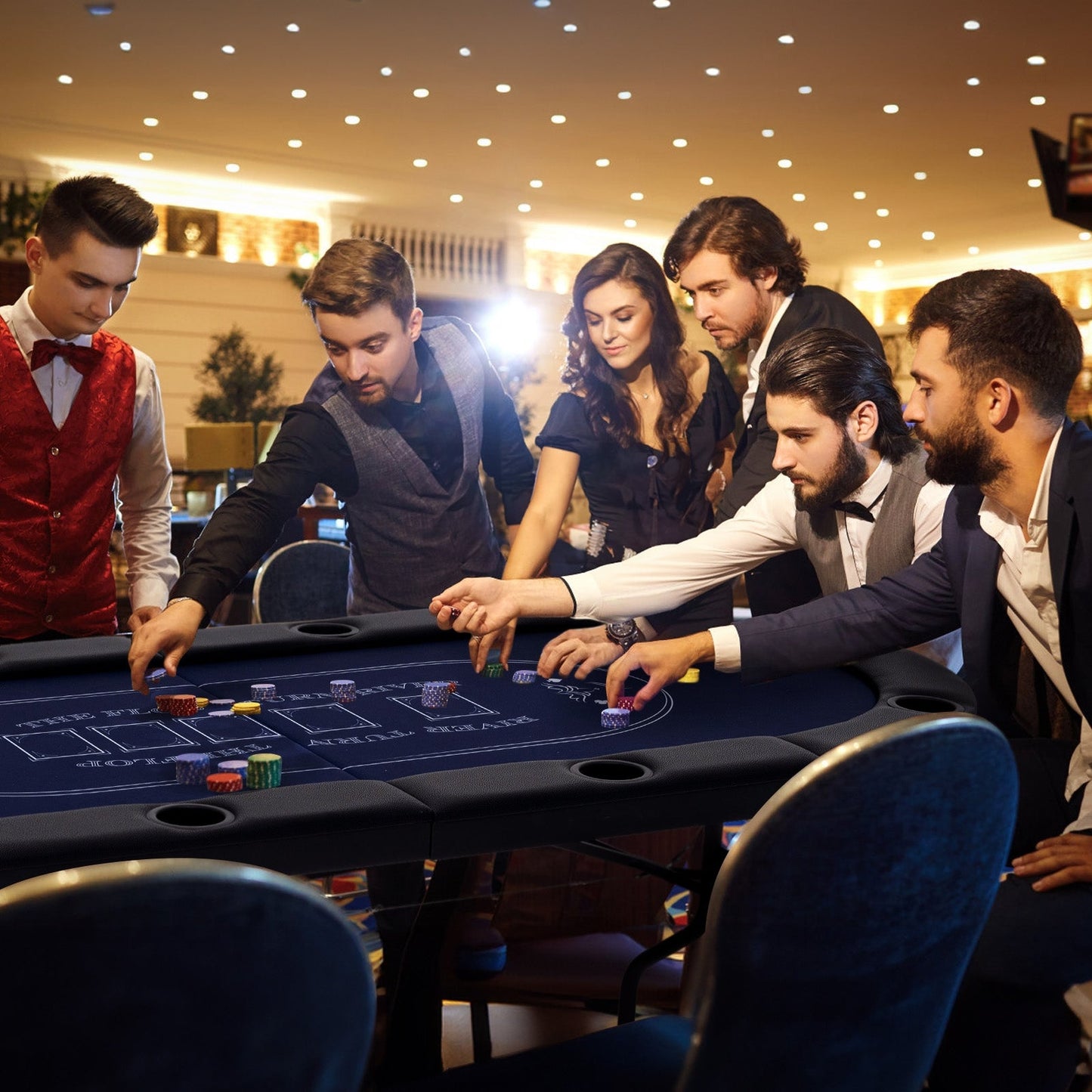 1.8m Foldable Poker Table for Blackjack Texas Hold’em Casino Leisure Game-Black