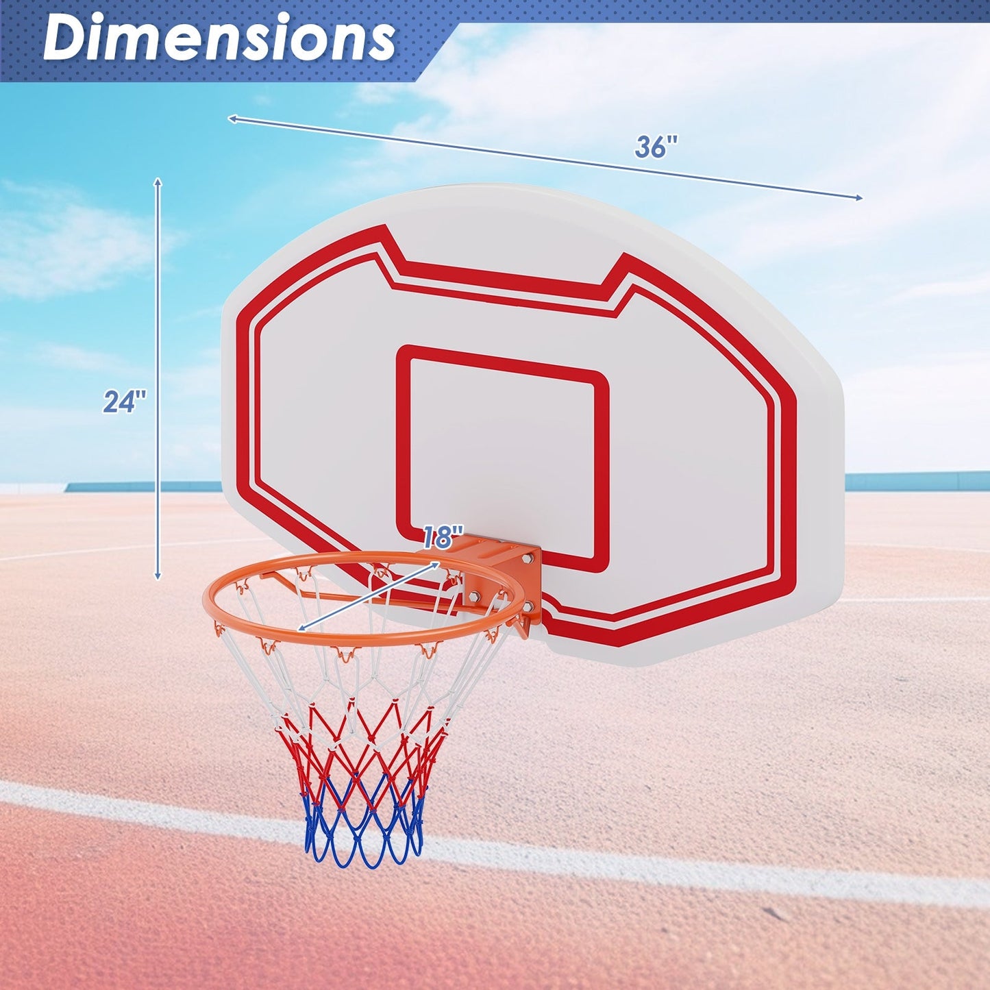 Large Wall Mounted Basketball Hoop with Shatter-proof Backboard
