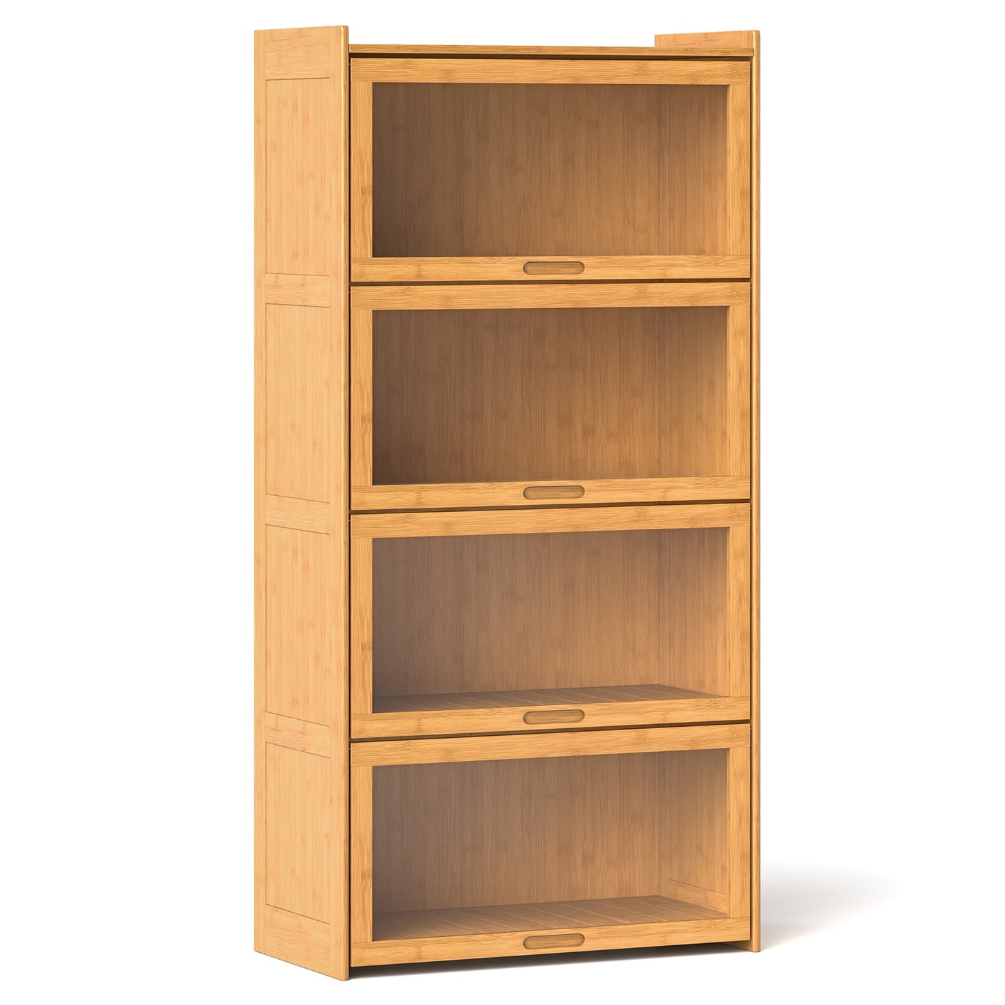 140 cm Bamboo Bookshelf with See-through Acrylic Doors-Natural