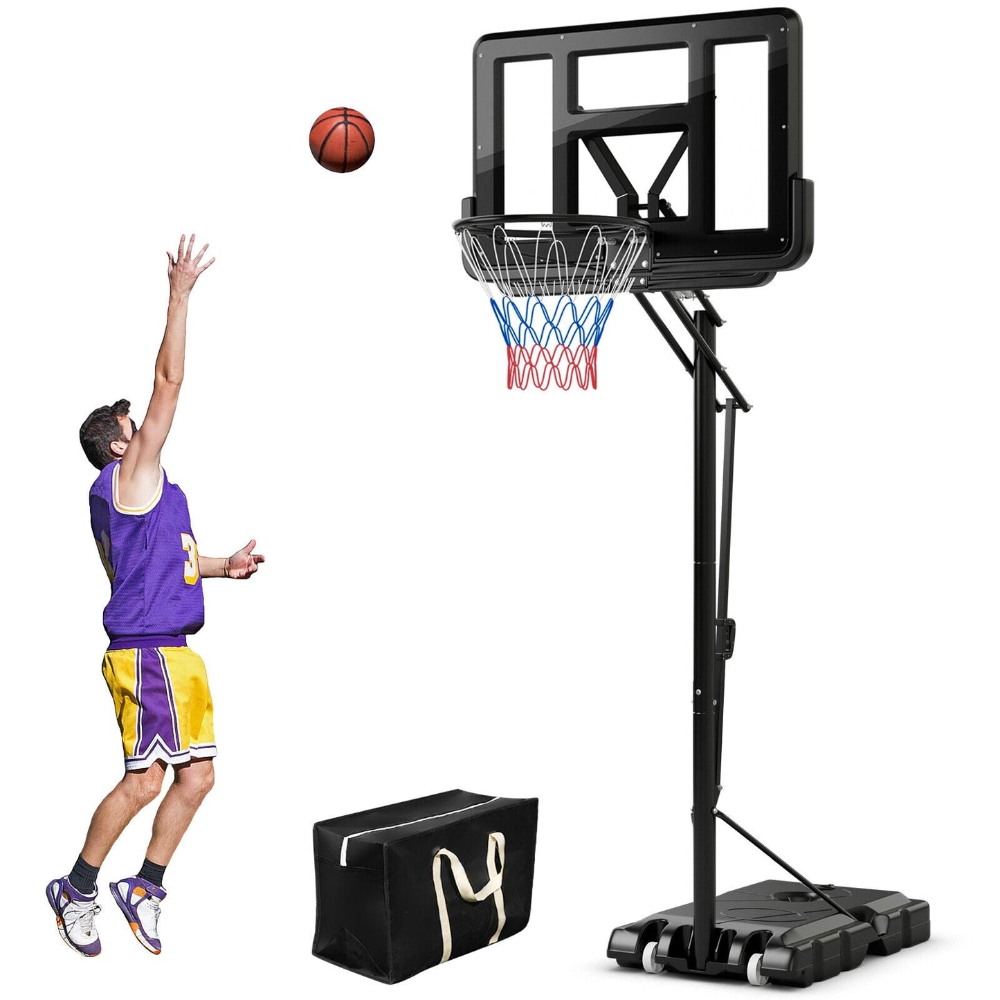 5-Level Height Adjustable Basketball Hoop Stand with Backboard for Exercise