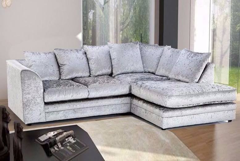 Arabia Crushed Velvet Corner Sofa - Silver, Black, Mink
