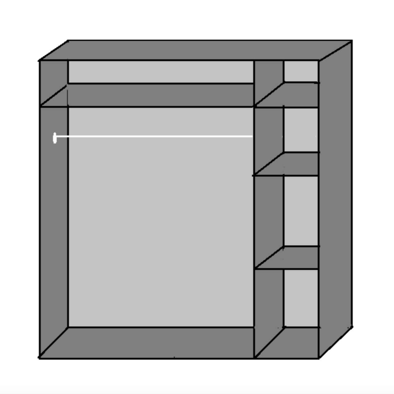 INAGU 3 Door Mirrored Wardrobe White 135cm