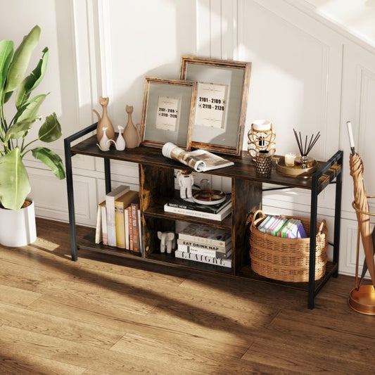 TV Stand for 55 Inch TVs Industrial Entertainment Center-Rustic Brown